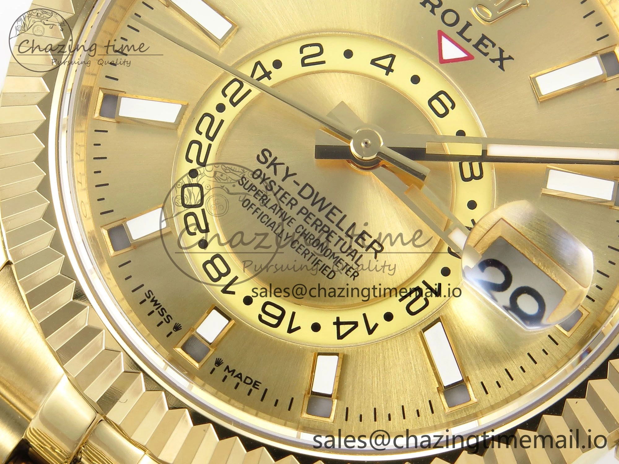 Sky-Dweller YG Noob Best Edition Gold Dial on YG Jubilee Bracelet A23J