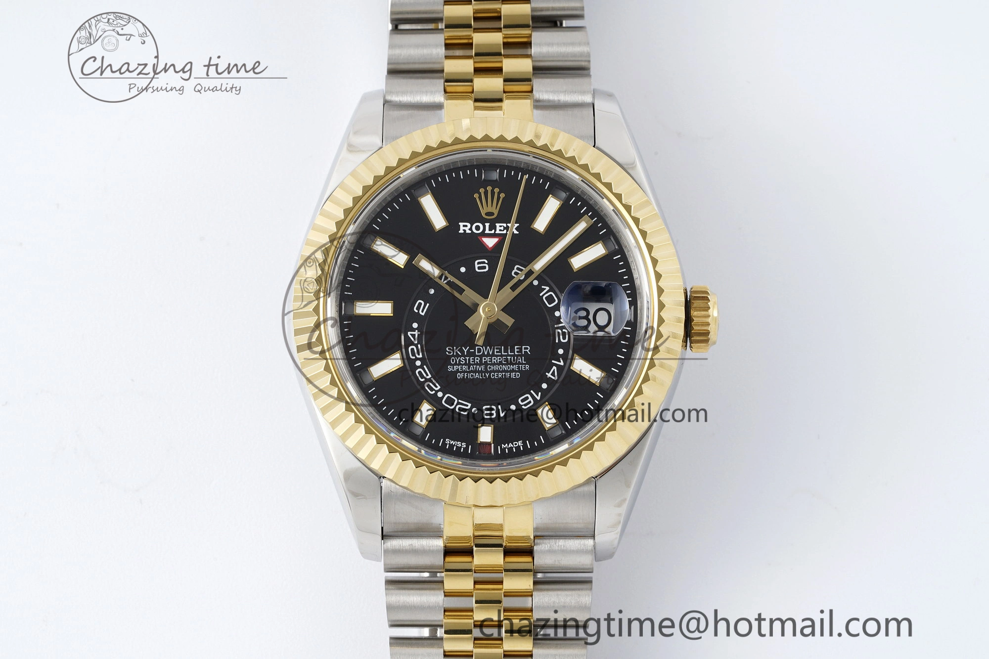 Skydweller SS YG Noob Best Edition Black Dial on SS YG Jubilee Bracelet A23J