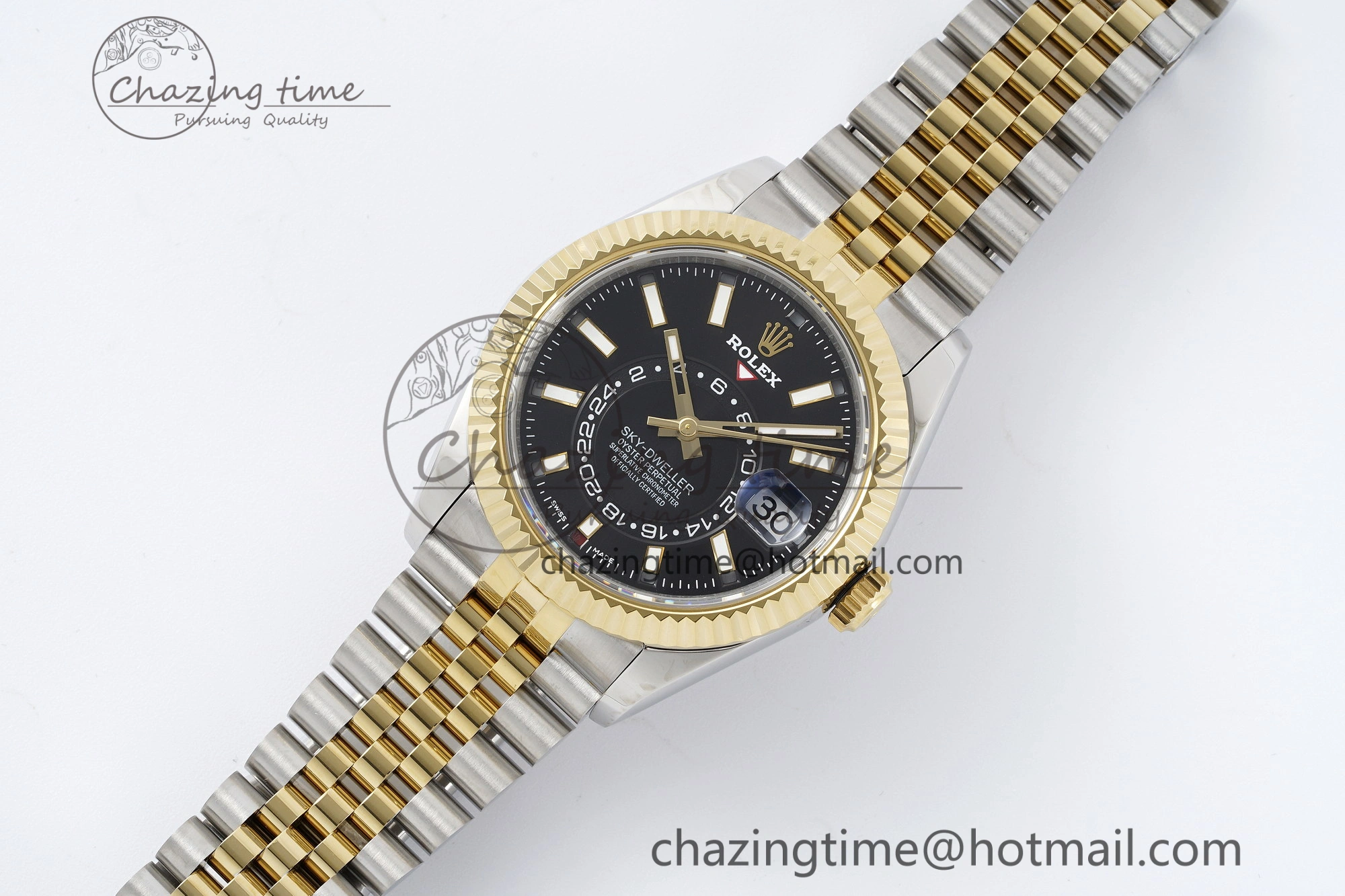 Skydweller SS YG Noob Best Edition Black Dial on SS YG Jubilee Bracelet A23J