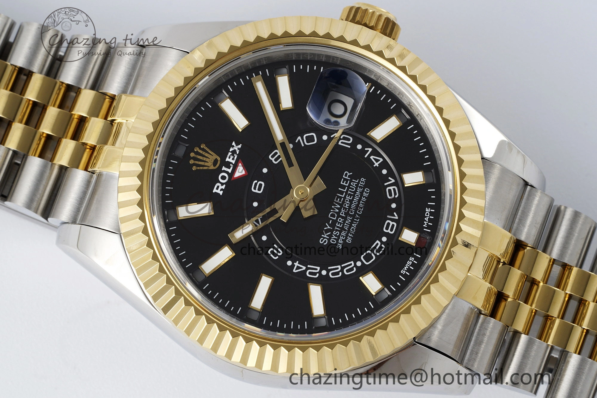 Skydweller SS YG Noob Best Edition Black Dial on SS YG Jubilee Bracelet A23J