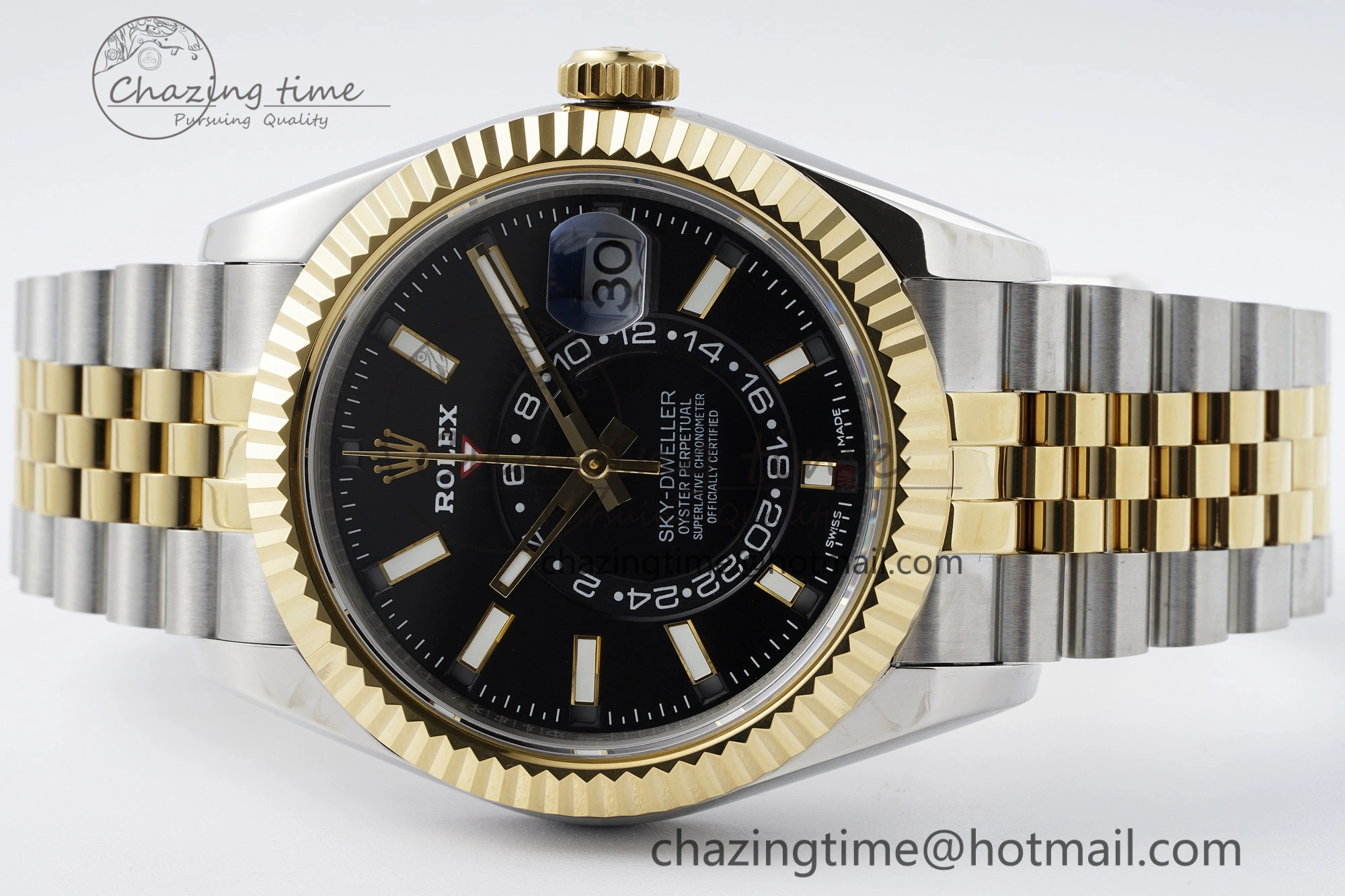 Skydweller SS YG Noob Best Edition Black Dial on SS YG Jubilee Bracelet A23J