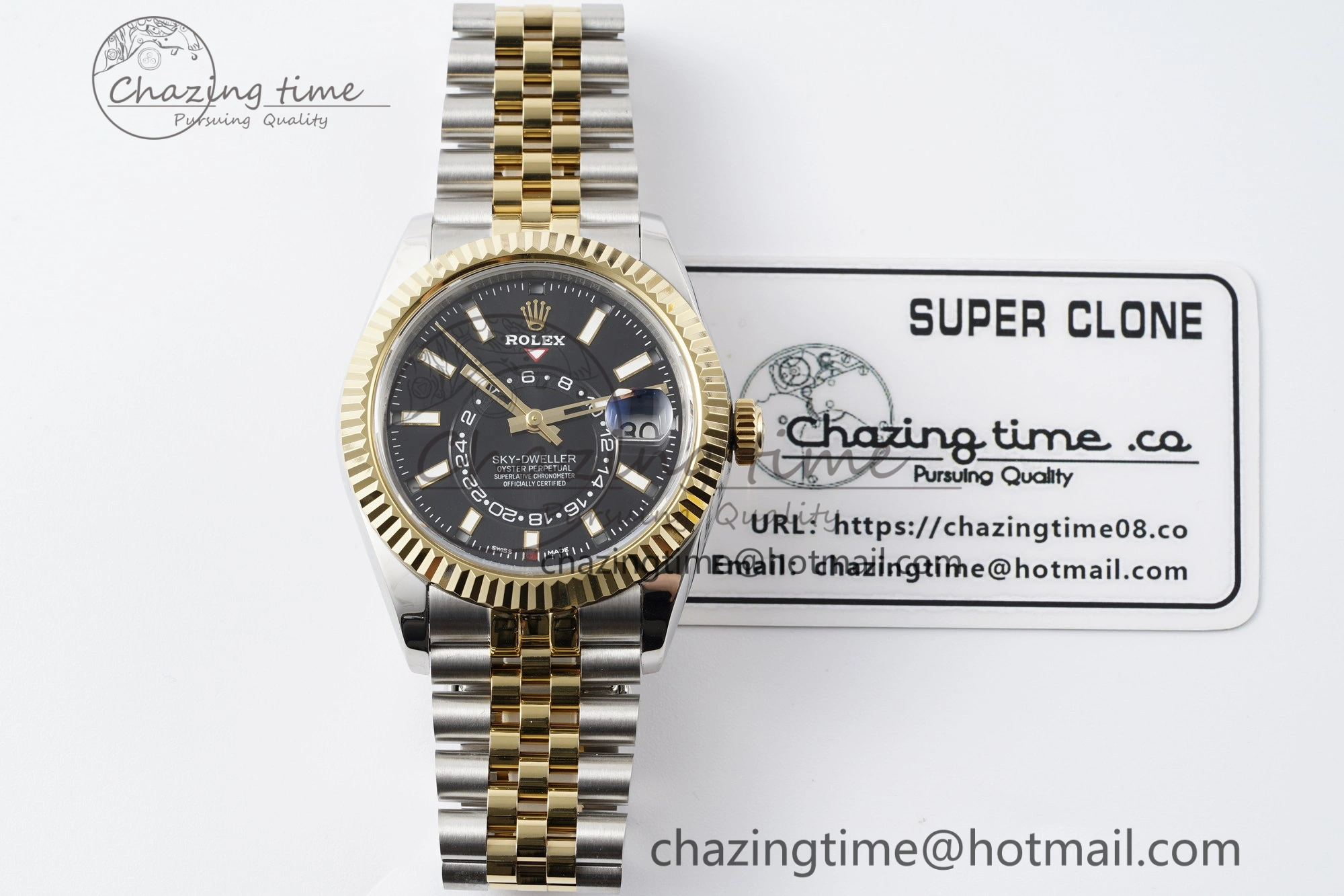Skydweller SS YG Noob Best Edition Black Dial on SS YG Jubilee Bracelet A23J