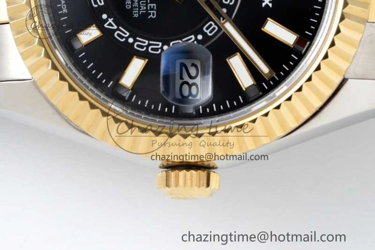 Skydweller SS YG Noob Best Edition Black Dial on SS YG Oyster Bracelet A23J