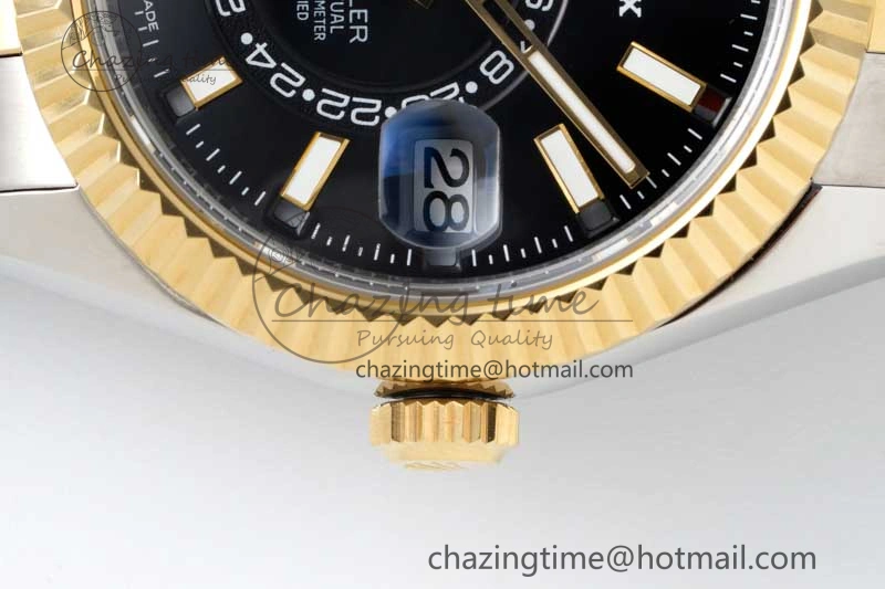 Skydweller SS YG Noob Best Edition Black Dial on SS YG Oyster Bracelet A23J