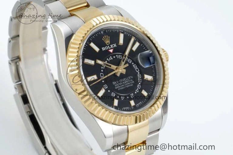 Skydweller SS YG Noob Best Edition Black Dial on SS YG Oyster Bracelet A23J