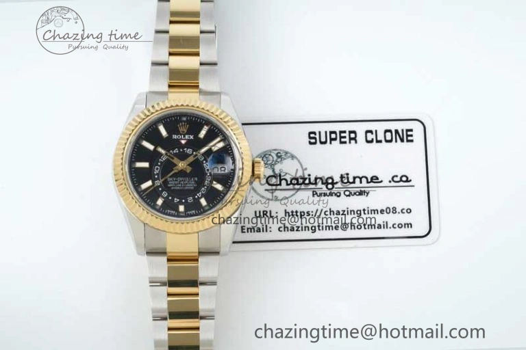 Skydweller SS YG Noob Best Edition Black Dial on SS YG Oyster Bracelet A23J
