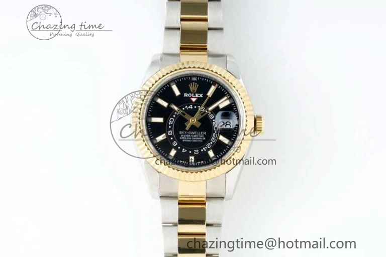 Skydweller SS YG Noob Best Edition Black Dial on SS YG Oyster Bracelet A23J