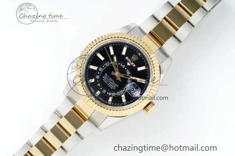 Skydweller SS YG Noob Best Edition Black Dial on SS YG Oyster Bracelet A23J