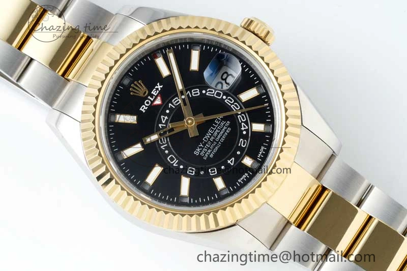 Skydweller SS YG Noob Best Edition Black Dial on SS YG Oyster Bracelet A23J