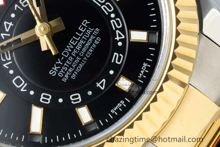 Skydweller SS YG Noob Best Edition Black Dial on SS YG Oyster Bracelet A23J