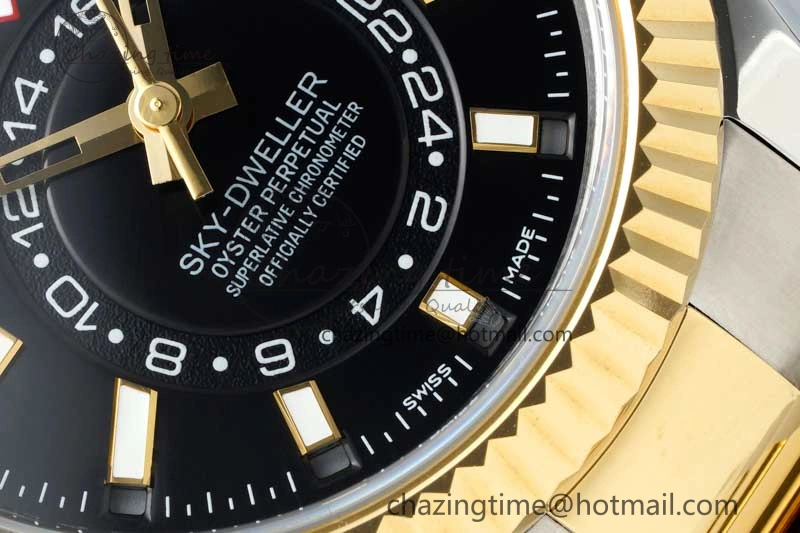 Skydweller SS YG Noob Best Edition Black Dial on SS YG Oyster Bracelet A23J