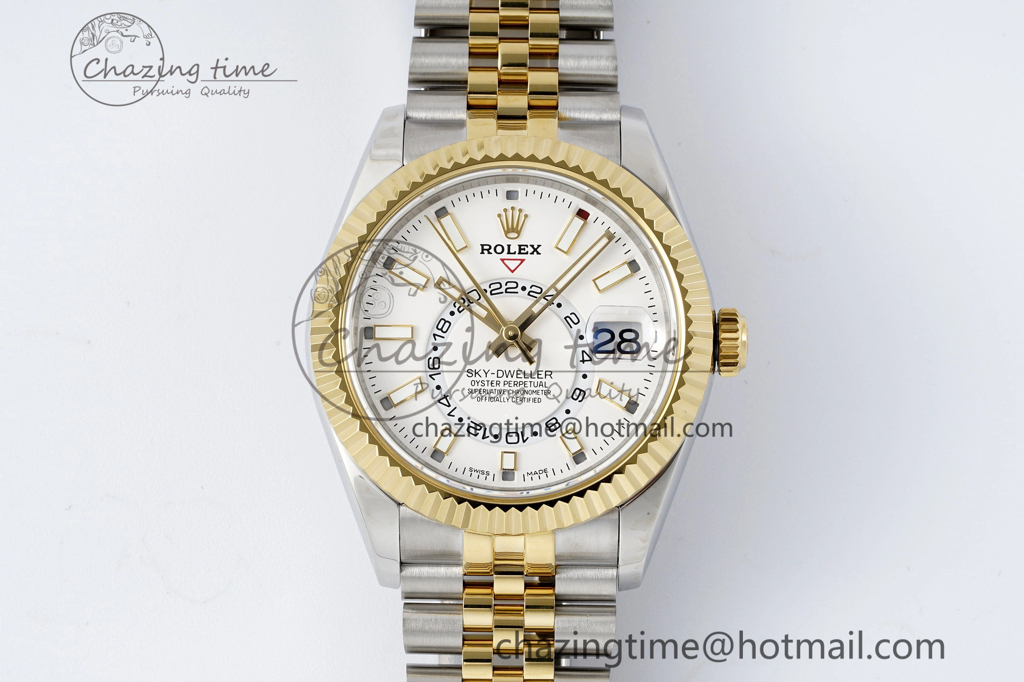 Skydweller SS YG Noob Best Edition White Dial on SS YG Jubilee Bracelet A23J
