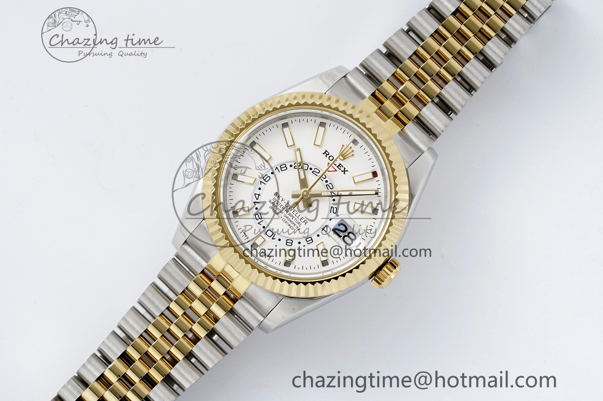 Skydweller SS YG Noob Best Edition White Dial on SS YG Jubilee Bracelet A23J