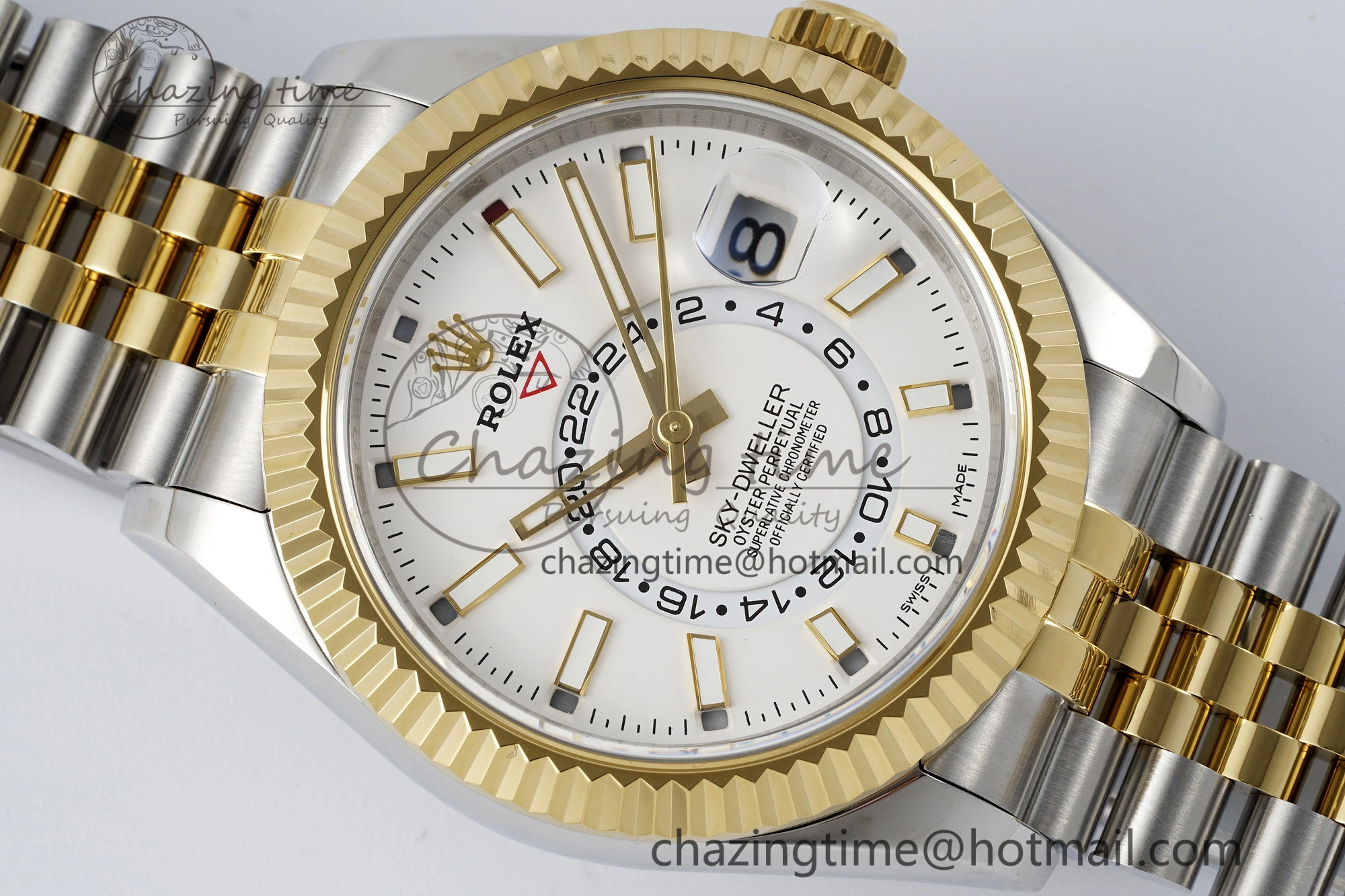 Skydweller SS YG Noob Best Edition White Dial on SS YG Jubilee Bracelet A23J