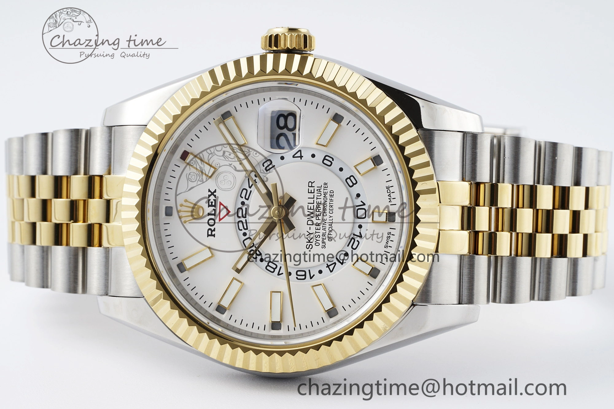 Skydweller SS YG Noob Best Edition White Dial on SS YG Jubilee Bracelet A23J
