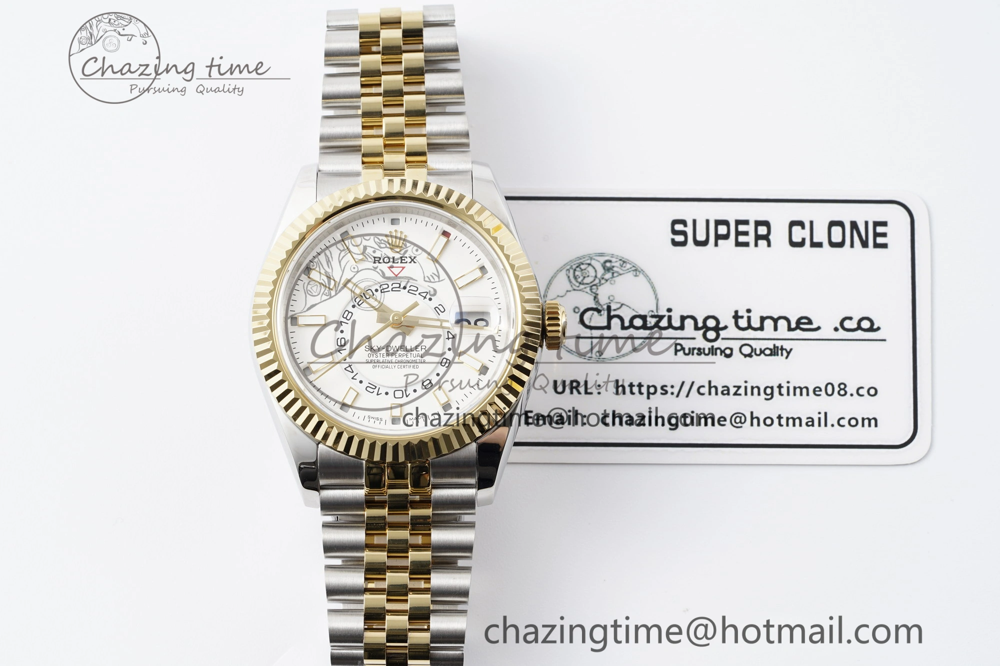 Skydweller SS YG Noob Best Edition White Dial on SS YG Jubilee Bracelet A23J
