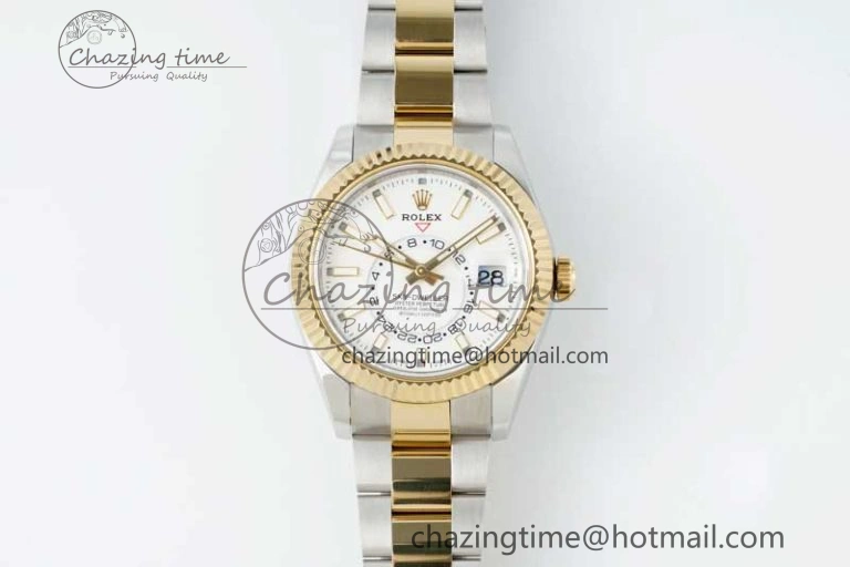 Skydweller SS YG Noob Best Edition White Dial on SS YG Oyater Bracelet A23J