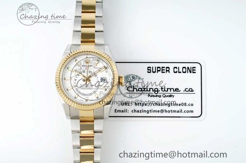 Skydweller SS YG Noob Best Edition White Dial on SS YG Oyater Bracelet A23J