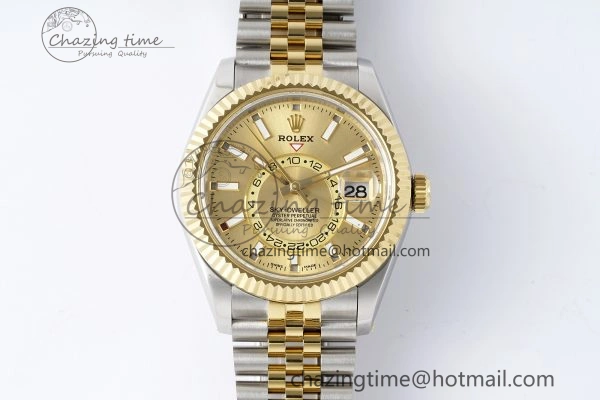 Skydweller SS YG Noob Best Edition YG Dial on SS YG Jubilee Bracelet A23J
