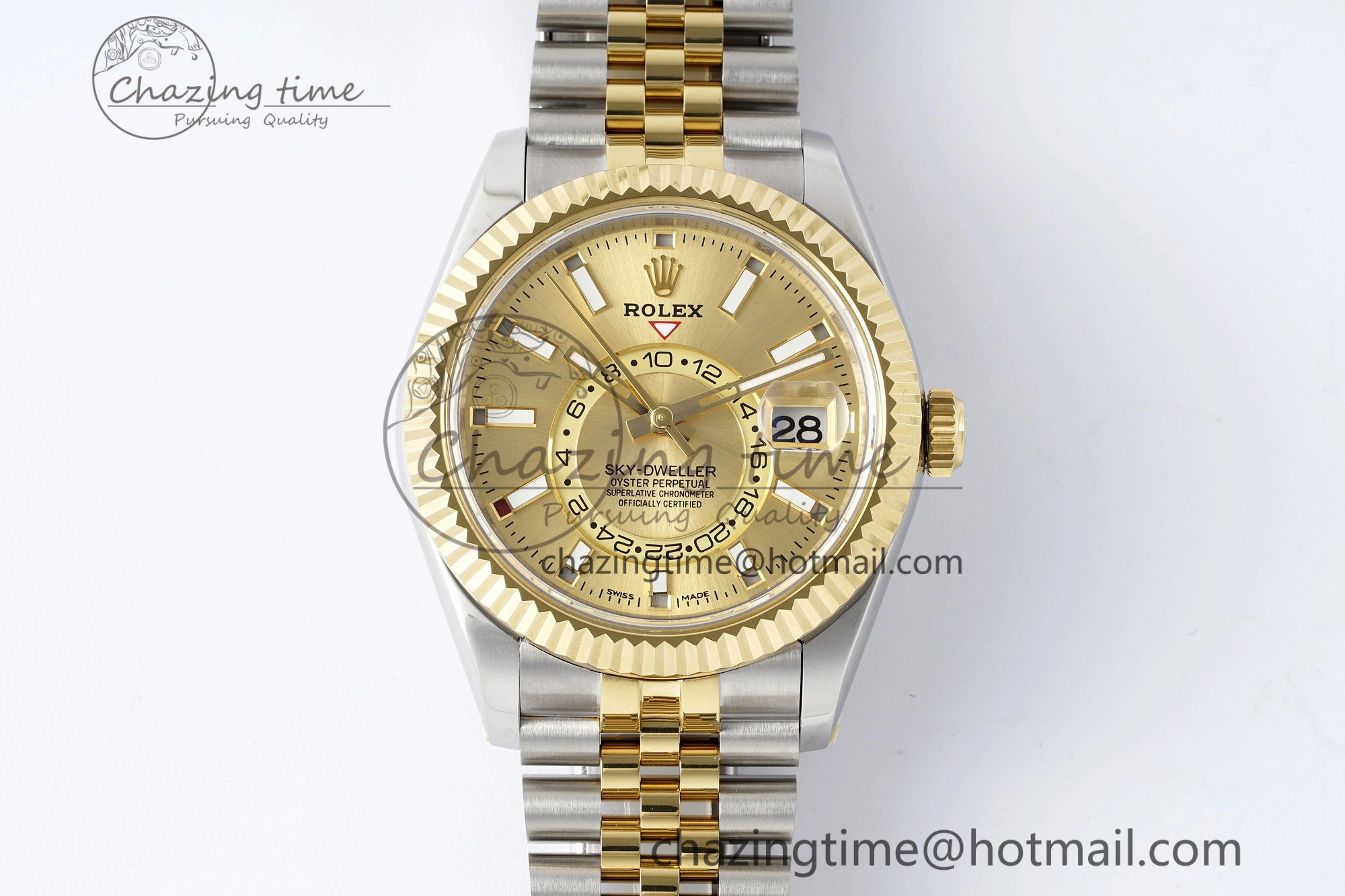 Skydweller SS YG Noob Best Edition YG Dial on SS YG Jubilee Bracelet A23J