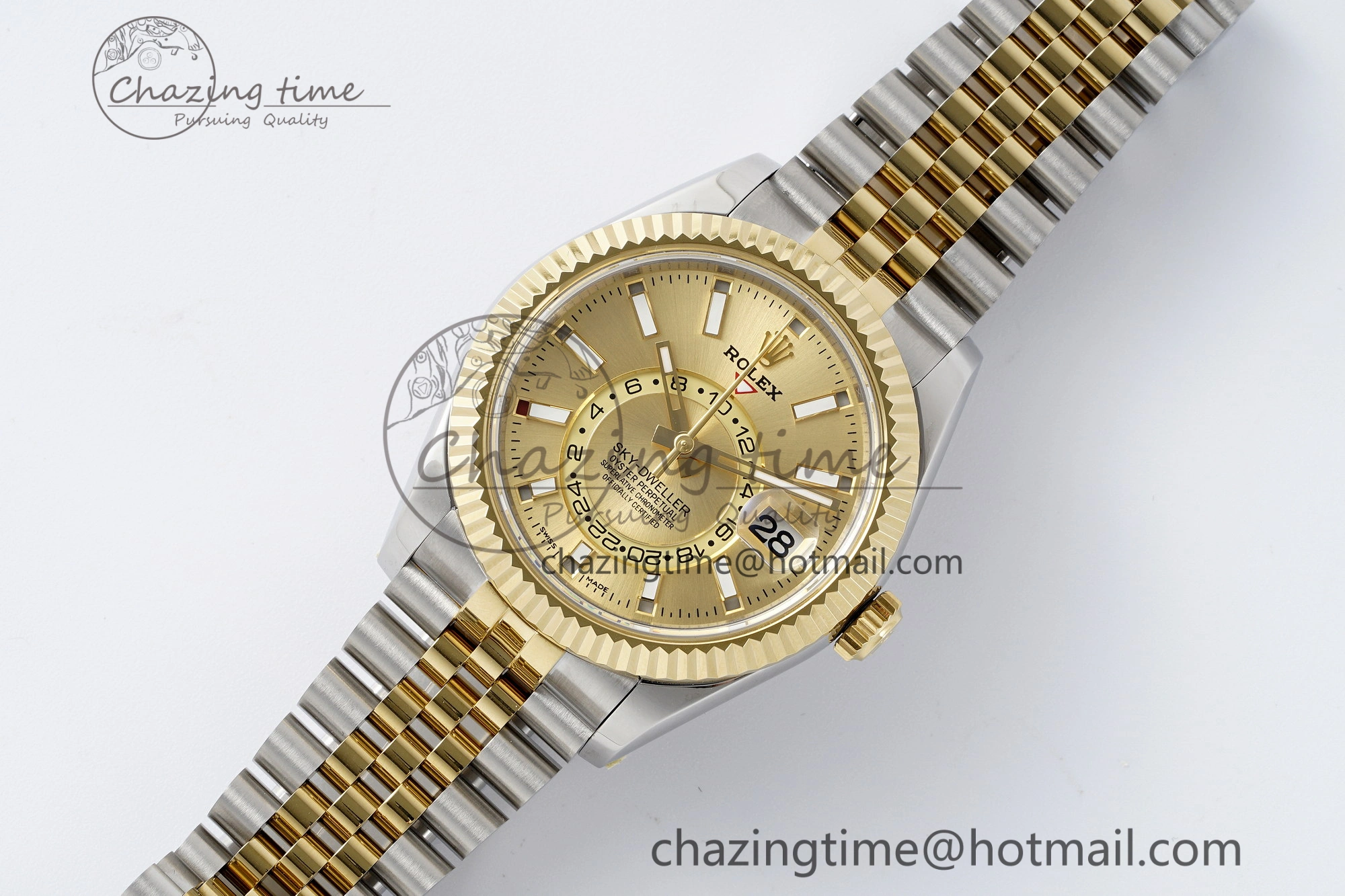 Skydweller SS YG Noob Best Edition YG Dial on SS YG Jubilee Bracelet A23J