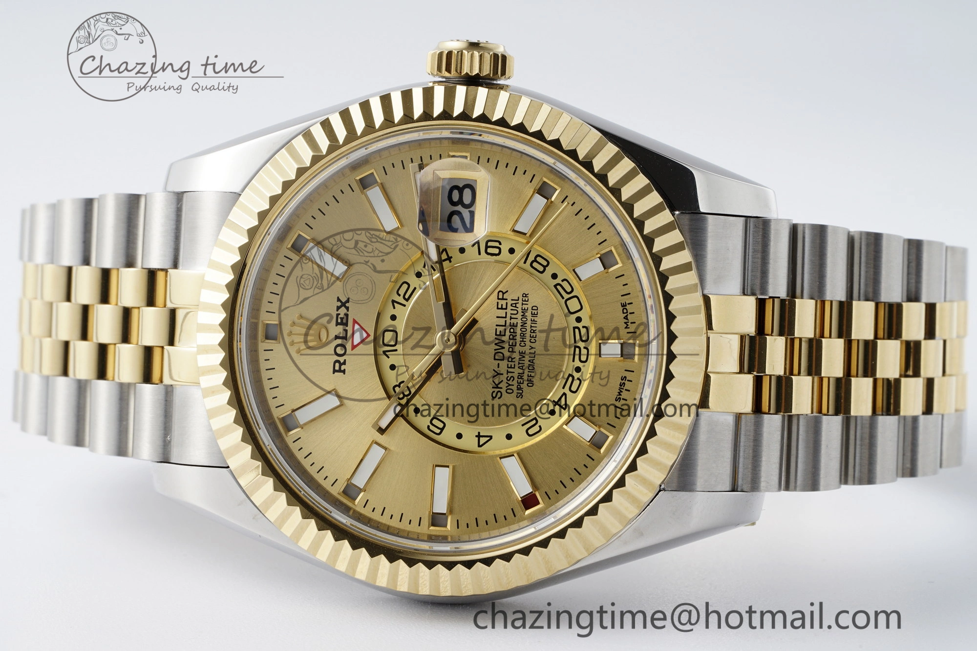 Skydweller SS YG Noob Best Edition YG Dial on SS YG Jubilee Bracelet A23J