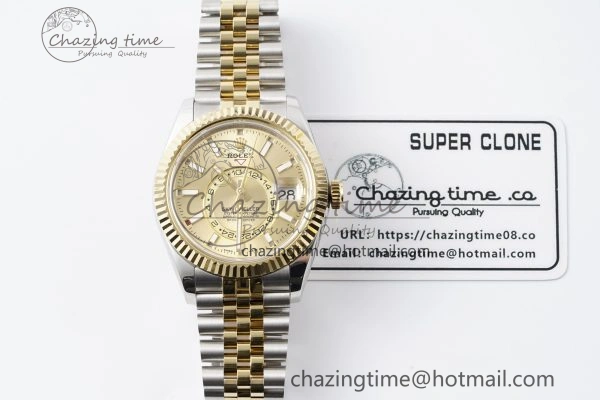 Skydweller SS YG Noob Best Edition YG Dial on SS YG Jubilee Bracelet A23J