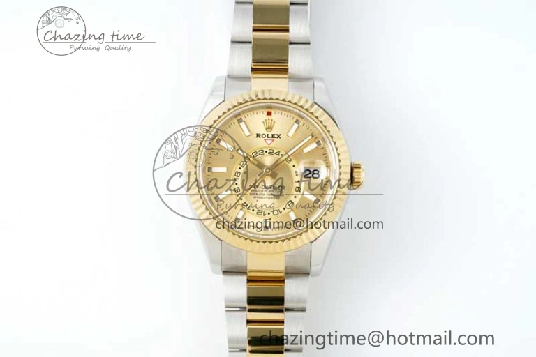 Skydweller SS YG Noob Best Edition YG Dial on SS YG Oyster Bracelet A23J