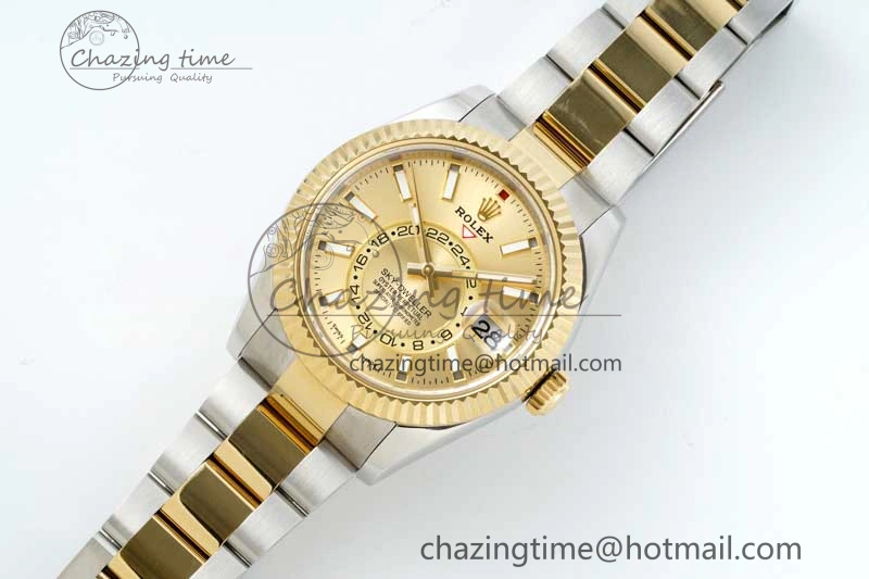Skydweller SS YG Noob Best Edition YG Dial on SS YG Oyster Bracelet A23J