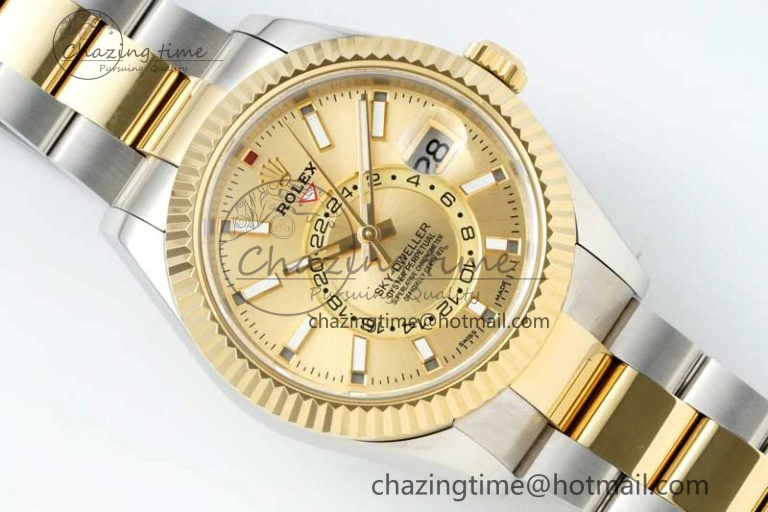Skydweller SS YG Noob Best Edition YG Dial on SS YG Oyster Bracelet A23J