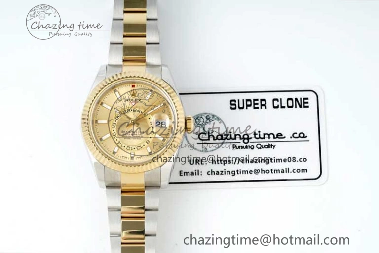 Skydweller SS YG Noob Best Edition YG Dial on SS YG Oyster Bracelet A23J