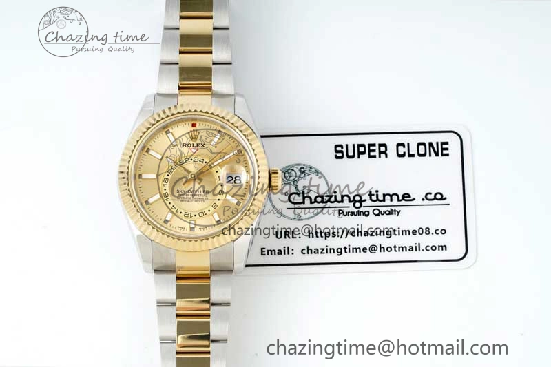 Skydweller SS YG Noob Best Edition YG Dial on SS YG Oyster Bracelet A23J
