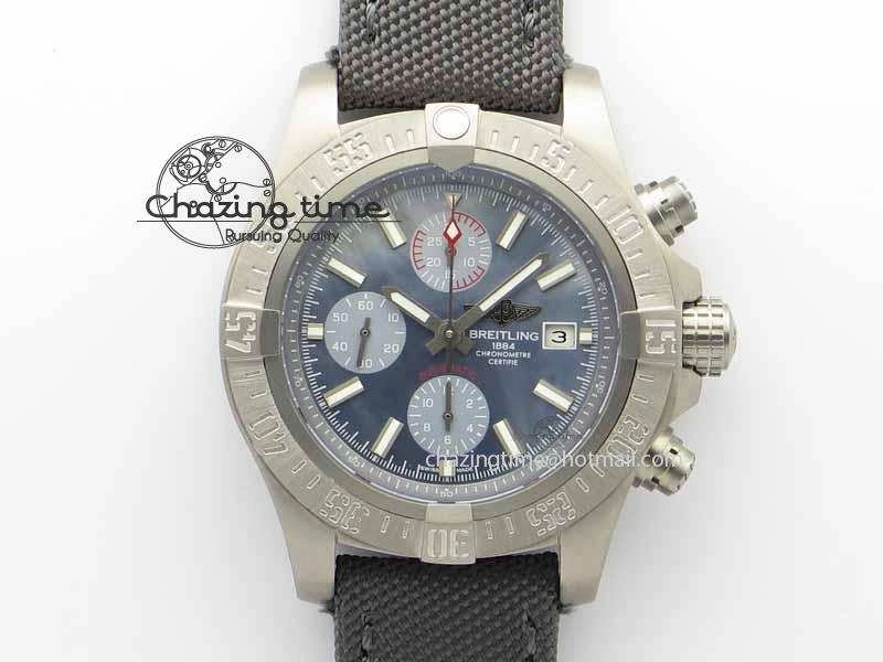 Skyland Avenger Titanium 1:1 Best Edition Blue MOP Dial On Gray Nylon Strap A7750
