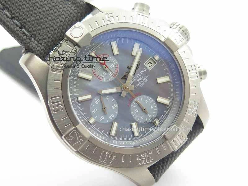 Skyland Avenger Titanium 1:1 Best Edition Blue MOP Dial On Gray Nylon Strap A7750
