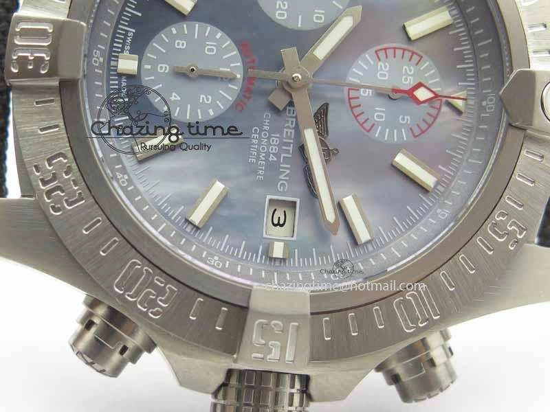 Skyland Avenger Titanium 1:1 Best Edition Blue MOP Dial On Gray Nylon Strap A7750