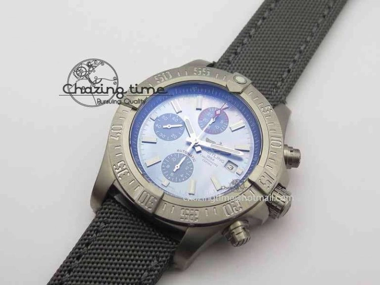 Skyland Avenger Titanium 1:1 Best Edition Blue MOP Dial On Gray Nylon Strap A7750