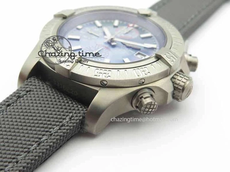 Skyland Avenger Titanium 1:1 Best Edition Blue MOP Dial On Gray Nylon Strap A7750