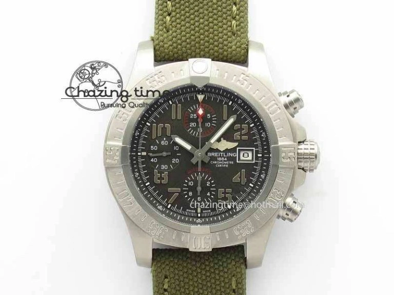 Skyland Avenger Titanium 1:1 Best Edition Gray Numeral Dial On Green Nylon Strap A7750