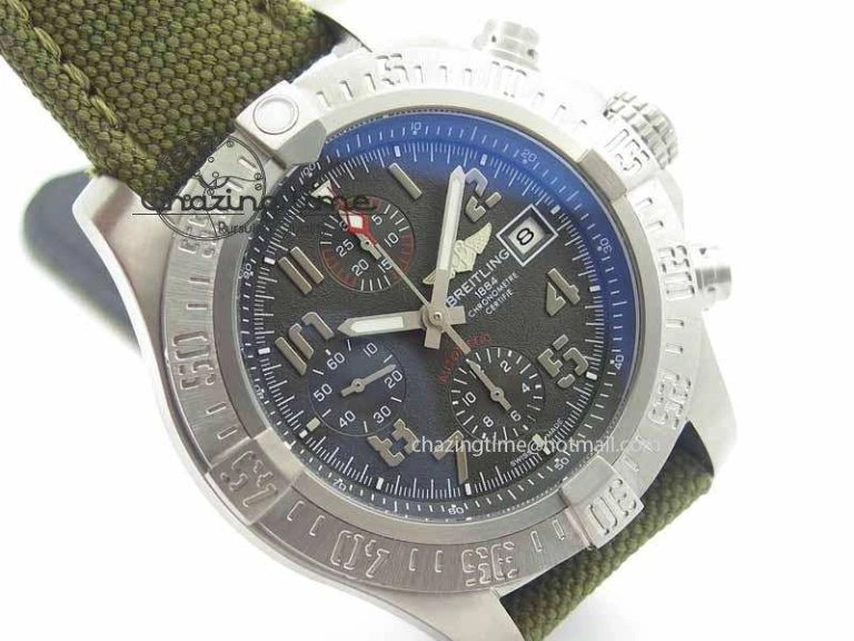 Skyland Avenger Titanium 1:1 Best Edition Gray Numeral Dial On Green Nylon Strap A7750