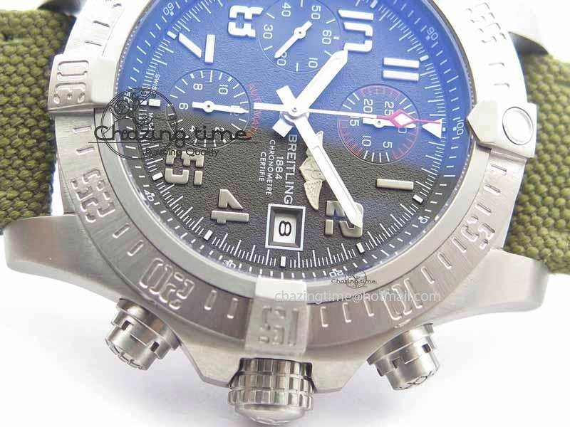 Skyland Avenger Titanium 1:1 Best Edition Gray Numeral Dial On Green Nylon Strap A7750