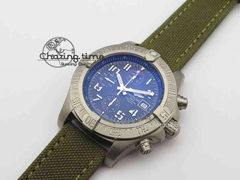 Skyland Avenger Titanium 1:1 Best Edition Gray Numeral Dial On Green Nylon Strap A7750