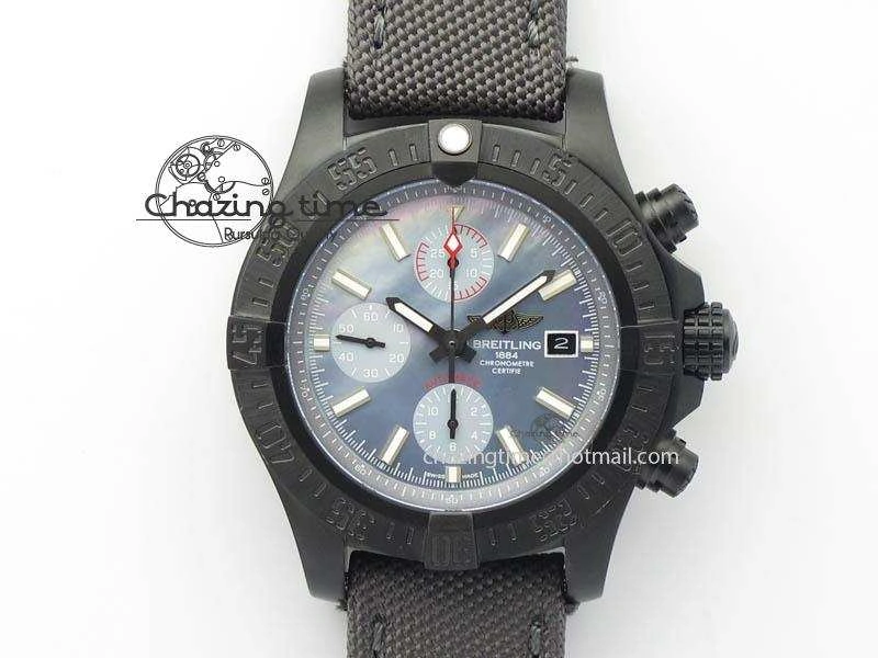 Skyland Avenger Titanium 45mm 1:1 Best Edition Blue MOP Dial On Nylon Strap A7750