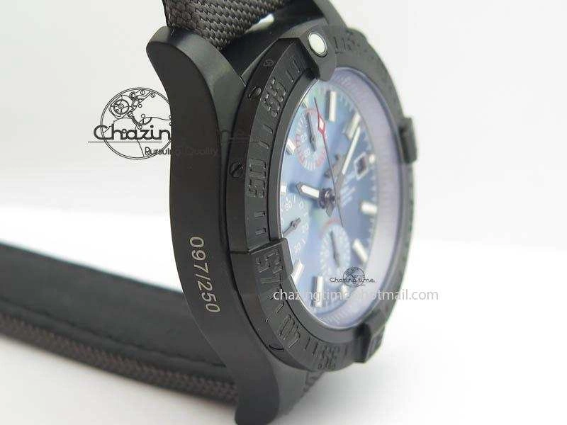 Skyland Avenger Titanium 45mm 1:1 Best Edition Blue MOP Dial On Nylon Strap A7750