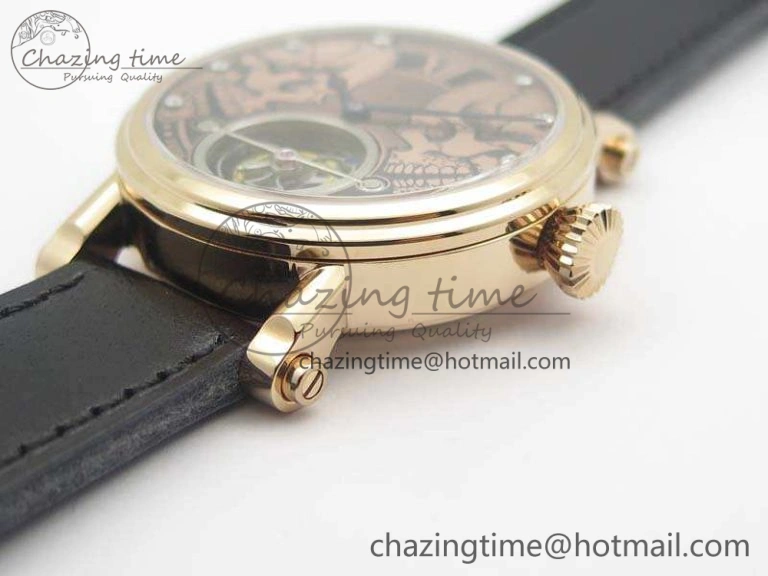 Speake Marin RG Case Rose Gold Dial On Black Leather Strap Asian EQ Tourbillon (Free Leather Strap)