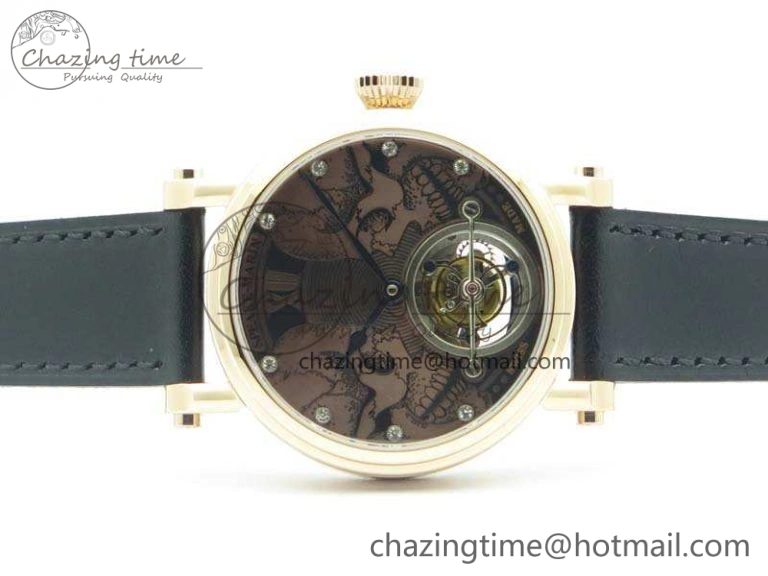 Speake Marin RG Case Rose Gold Dial On Black Leather Strap Asian EQ Tourbillon (Free Leather Strap)