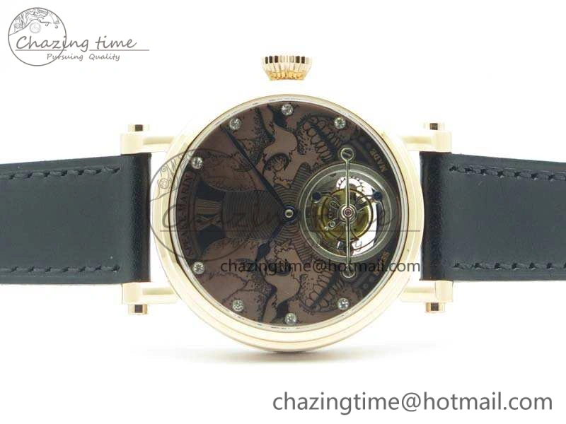 Speake Marin RG Case Rose Gold Dial On Black Leather Strap Asian EQ Tourbillon (Free Leather Strap)