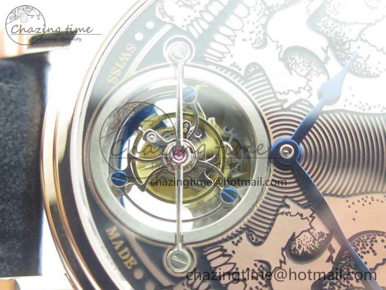 Speake Marin RG Case Rose Gold Dial On Black Leather Strap Asian EQ Tourbillon (Free Leather Strap)