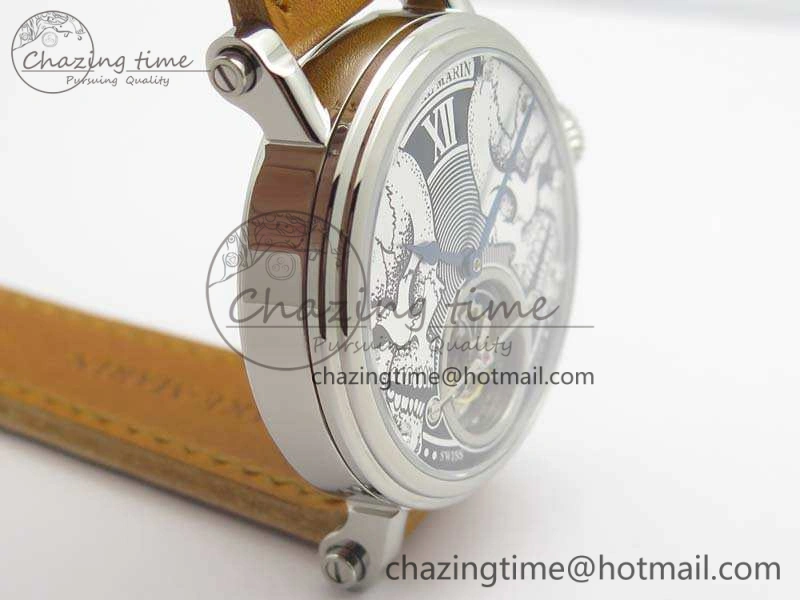 Speake Marin SS Case Silver Dial On Brown Leather Strap Asian EQ Tourbillon (Free Leather Strap)
