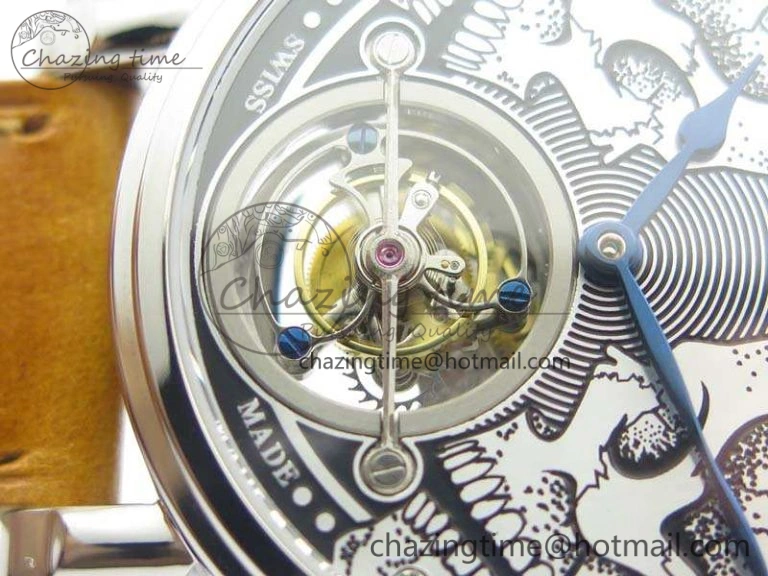 Speake Marin SS Case Silver Dial On Brown Leather Strap Asian EQ Tourbillon (Free Leather Strap)