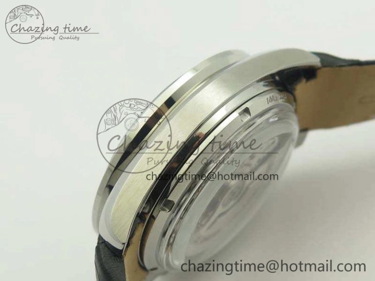 SpeedMaster MoonWatch SS OMF 1:1 Best Edition Black Dial White Handset On Leather Strap A9300 V2